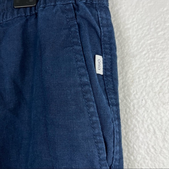 ONIA Navy Blue Tom Cargo Drawstring Shorts Cotton Linen Blend, Size XL - Picture 4 of 9